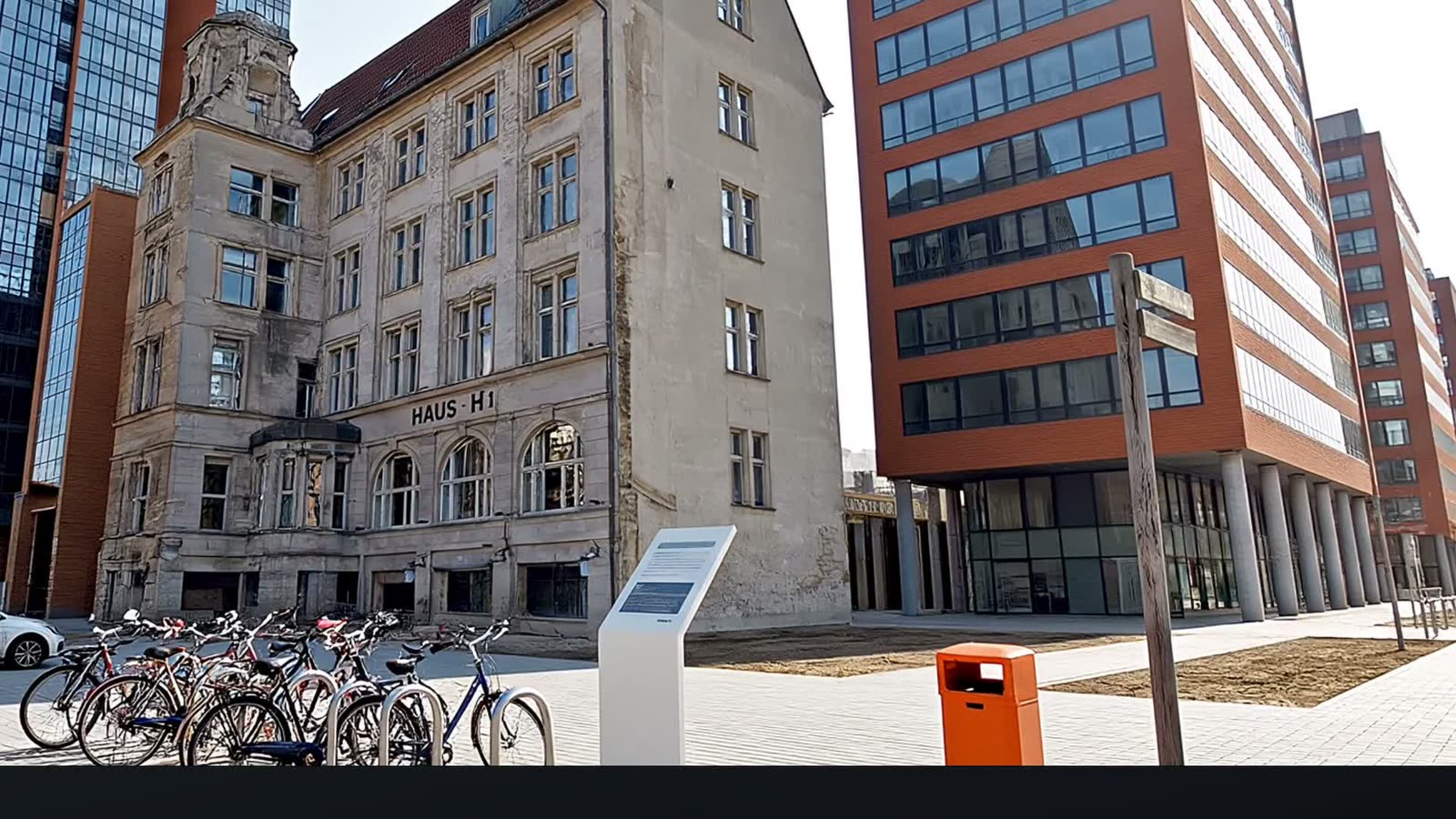 Potsdamer Platz in 2022, glass towers and bike racks