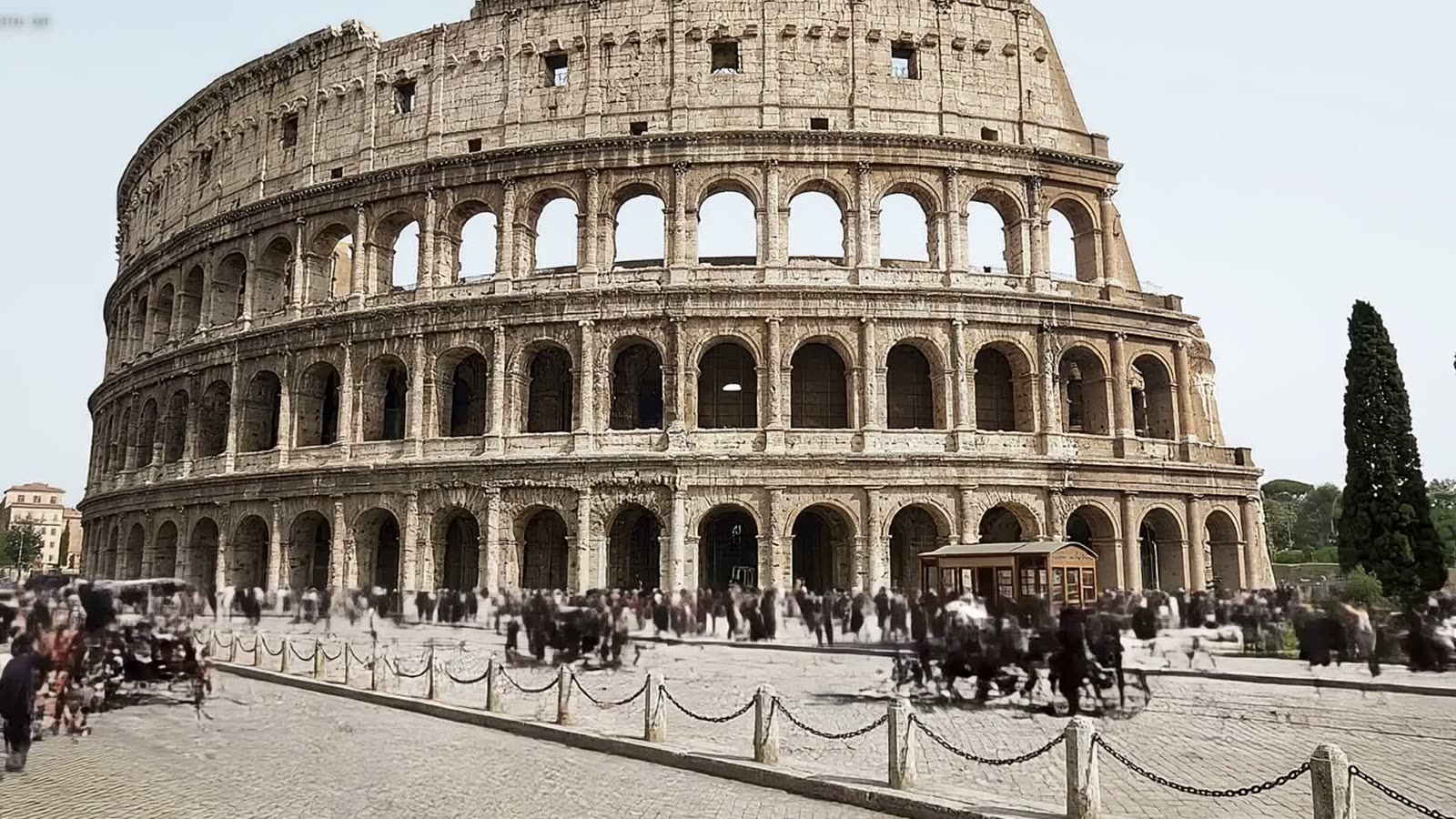 The Colosseum in 1915, crowds and carriages